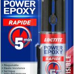  Loctite Colle Power Epoxy Rapide 5 Minutes 25 ml, Colle epoxy réajustable, colle forte résistante avec seringue auto-mélangeuse, colle résine epoxy transparente 